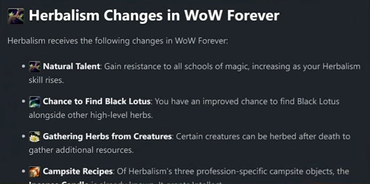 Herbalism changes in WoW Forever